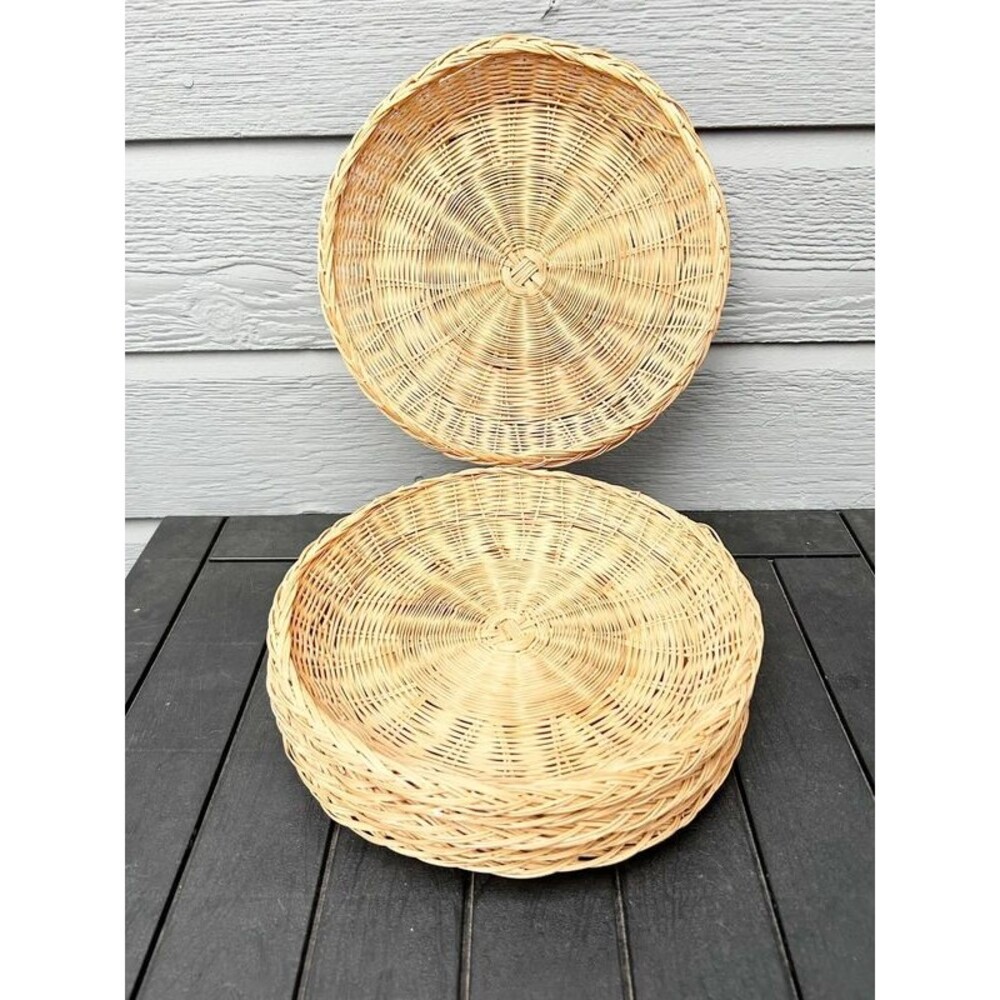 Vintage Wicker Paper Plates Set of 6